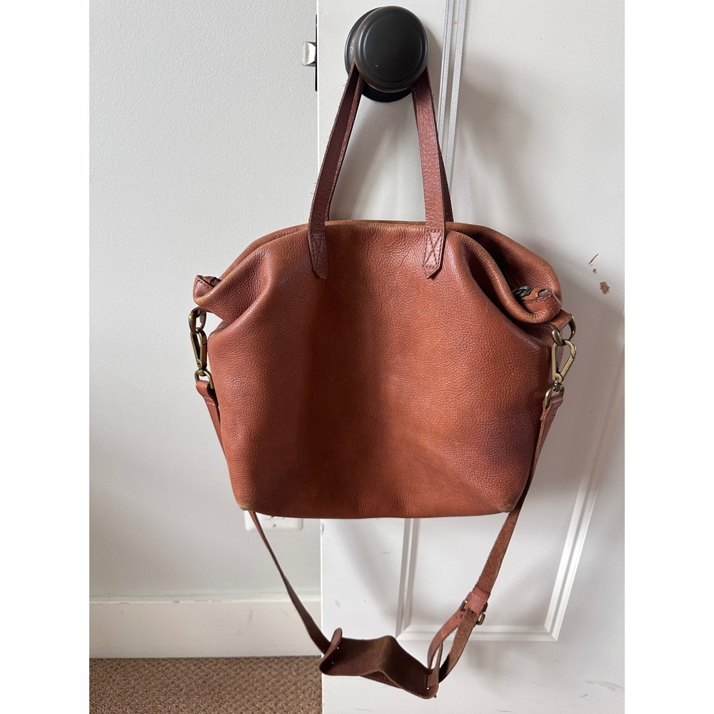 Madewell Leather Tote Bag Transport Crossbody Zip Brown G1865 Purse